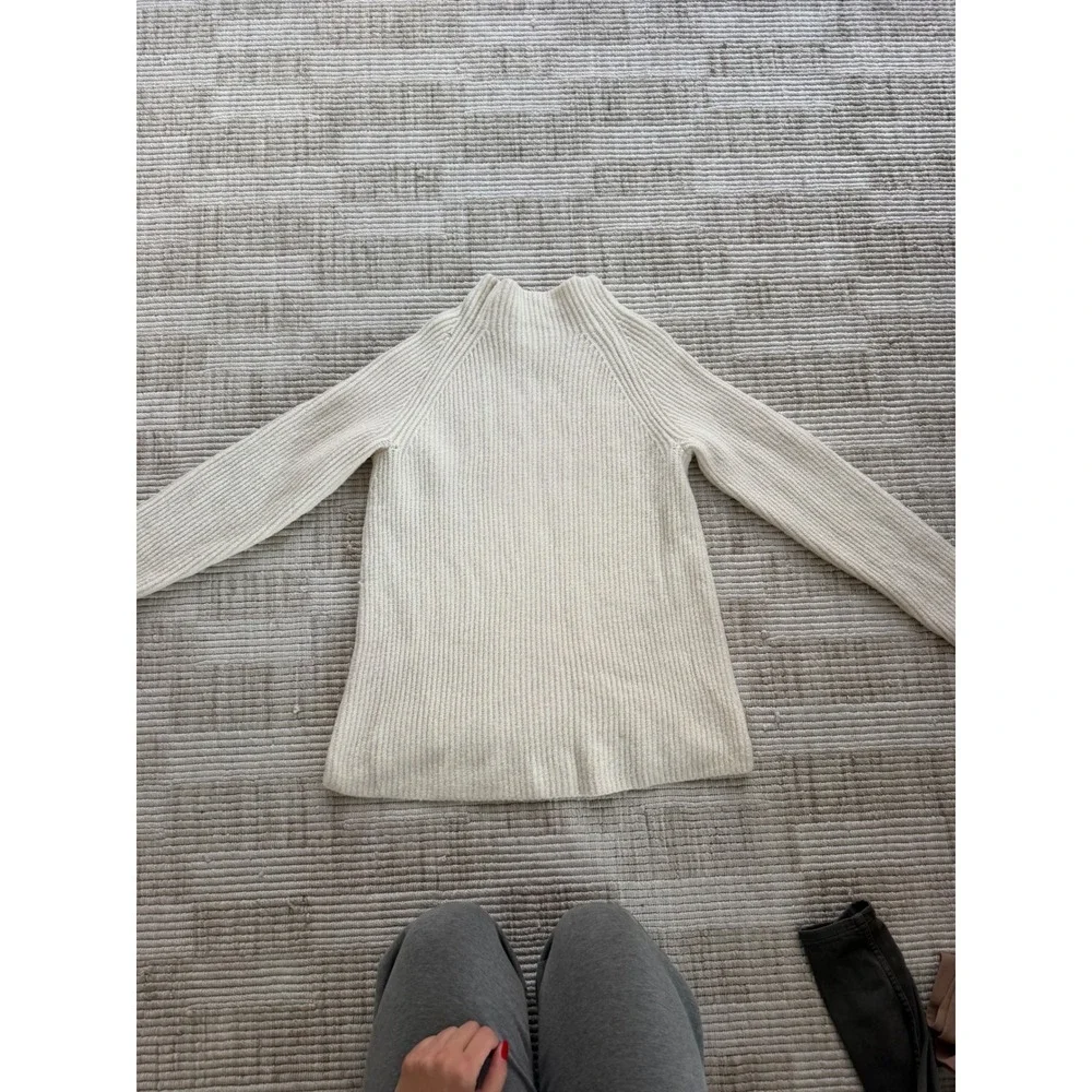 Madewell Womens Cream Ribbed Mockneck Raglan Sweater H3339 Ivory Large